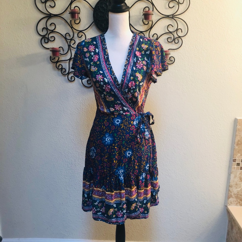 Floral wrap dress.